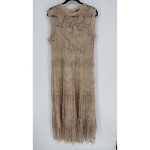 SUNDANCE TOLANI RIELLE MAXI DRESS BEIGE EMBROIDERED LACE LARGE